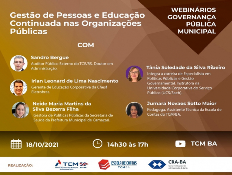 WEBINÁRIO DISCUTE “GESTÃO DE PESSOAS E EDUCAÇÃO CONTINUADA NAS ORGANIZAÇÕES PÚBLICAS”